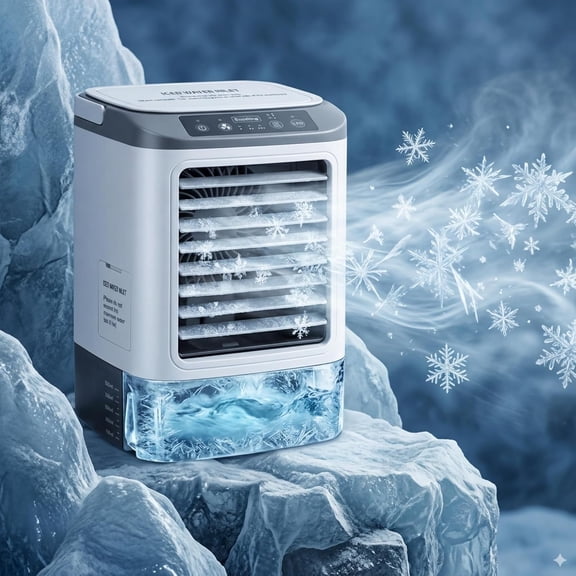 Mini Air Conditioner - 2026 Upgrade Portable Air Conditioner With 4 Speeds/Ice Pack/2Mist Mode/900ML Tank/7 Colors Night Light, Evaporative Air Cooler Fan Mini AC For Bedroom Desktop Home Office