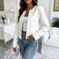 thumbnail image 4 of NominalSnug Womens Cropped Blazer Long Sleeve Collarless Casual Jacket Open Front Casual Work Office Cardigan Suit Jacket, 4 of 8