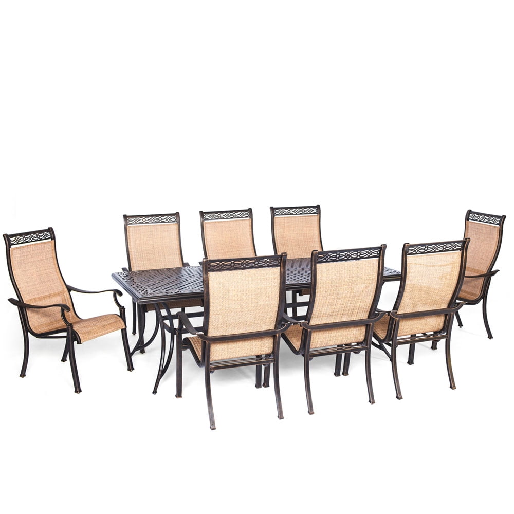 Hanover Outdoor Manor 9Piece Outdoor Dining Set, Cedar/Bronze