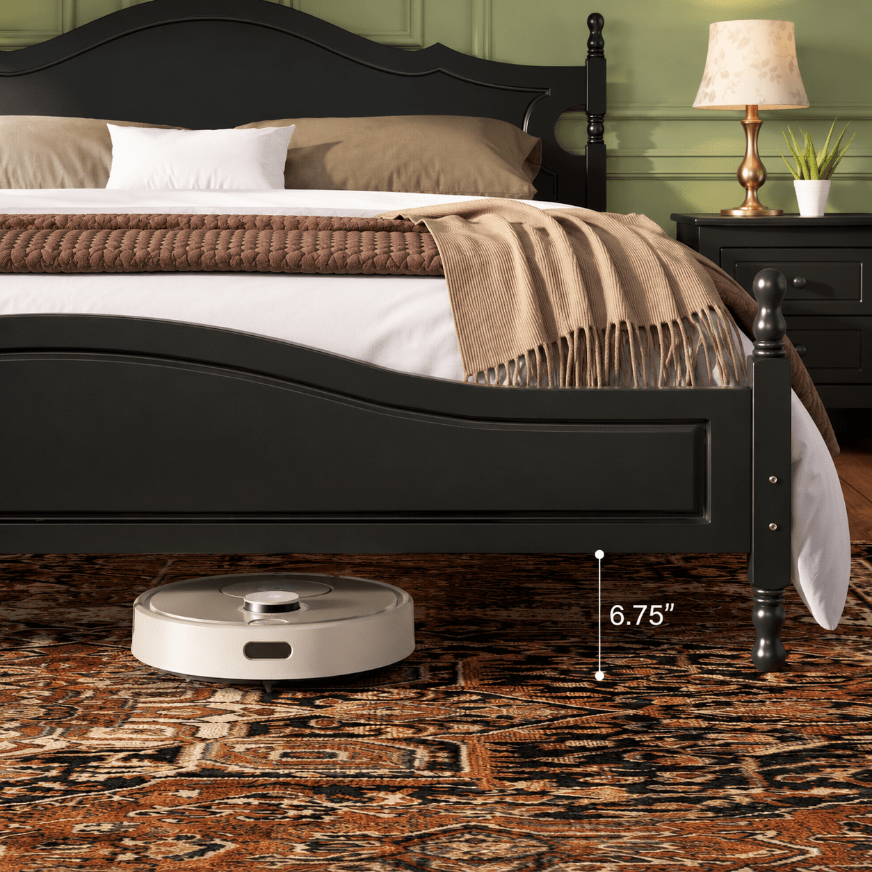 Euroco Wood King Size Platform Bed, Black