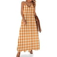 thumbnail image 2 of Classic Pumpkin Orange and White Gingham Check Pattern Sleeveless Dress dress elegant women's dresses for wedding, 2 of 6