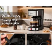 15-Cup Drip Coffee Maker, Home/Office Coffee Brewing Machine with Removable Filter, Glass Carafe and Heated Base, Black & Stainless Steel