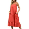 thumbnail image 2 of SMihono Robe Maxi Bohème d'Été pour Femmes Grande Taille Mode Décontractée Robe Camisole Sans Manches Robe Ample Longue Robe de Plage, 2 of 5