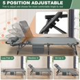 thumbnail image 3 of MOPHOTO Folding Camping Cot, Portable Folding Lounge Chair, Adjustable 4-Position Adults Reclining Folding Chaise with Pillow, Sleeping Cots,Patio Lounge Chairs with Cushion, 3 of 10