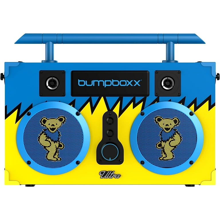 Bumpboxx Ultra Grateful Dead: Yellow & Blue | Retro Boombox with Bluetooth  Speaker | Includes Rechargeable Lithium Battery, Carrying Strap & Remote |  
