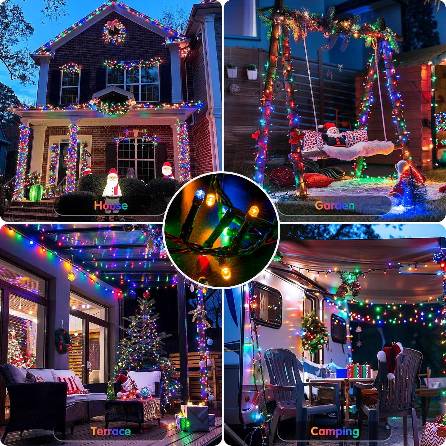 Aship 82ft 1000 Multicolor Christmas String Lights, Waterproof Outdoor Christmas String Lights with 8 Modes, Twinkle LED String Lights for Tree Party Decoration