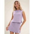thumbnail image 6 of Two Piece Skirt Sets for Women Vacation Outfits Skirt Crew Neck Top Lounge Sets Violet XXL, 6 of 7