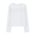 thumbnail image 5 of gcong Girls Long Sleeve Shirts, Girls Pleated Front Long Sleeve Shirts Kids Puffed Soft Cute Casual Crewneck T Shirts Tops Solid Lightweight Blouses White, 5 of 9