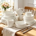 thumbnail image 4 of ALOFMO 16-Piece Stoneware Dinnerware Set for 4, Durable Ceramic Plate and Bowls Sets for Kitchen, Microwave/Dishwasher Safe for Daily Meals & Entertaining, Classic White, 4 of 10