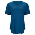 thumbnail image 3 of iTNHFP Hauts Grande Taille pour Femmes Mode Décontractée Col en V Couleur Unie T-Shirt à Manches Courtes Ample, 3 of 7