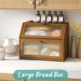 thumbnail image 2 of Bread Box for Kitchen Counter, Large Bamboo Wood Double Layer Bread Box, Wooden Bread Storage Capacity, 2 of 16