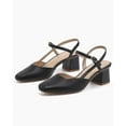 thumbnail image 3 of Women's Slingback Chunky Low Heels Closed Square Toe Heel Wedding Party Dress Pumps Shoes, 3 of 4