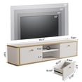 thumbnail image 2 of Finmind 55" Floating TV Stand with 2 Drawers, Wall Mounted Entertainment Center, Media Console Cabinet for Living Room, Bedroom, White & Gold, 2 of 9
