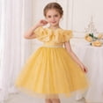 thumbnail image 5 of DAETIROS Girls Yellow Tulle Dress Birthday Party Ruffle Tutu Princess Gown with Beaded Waist Soft Flower Girl Formal for Wedding Holiday Sizes 4-12,Size 8-9T, 5 of 7