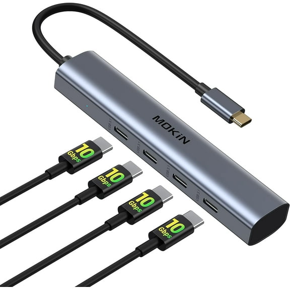 USB C Hub,10Gbps USBC Splitter for Laptop,4 Ports USB C to USBC Hub Multiport Adapter for MacBook Pro/Air,iPad,Phone,Surface Pro,Chromebook, Dell, HP, Lenovo,etc (Not Support Charging/Extend Monitor)