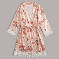 thumbnail image 3 of Womens Soft Pajama Clearance- Sexy Printed Bathrobes Silk Satin Plus Size Robe Sleepwear Beige Size M, 3 of 8