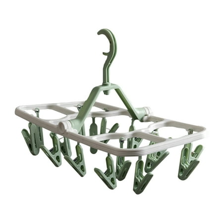 

Foldable Clip Hangers with 16 Drying Clips Underwear Hanger with Clips Plastic Laundry Clip and Drip Drying Hanger for Socks Bras Lingerie Clothes Sturdy