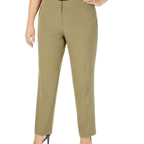 Nine West Womens Stretch Casual Trouser Pants, Green, Plus Size, 24W