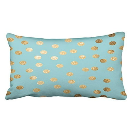 Polka Dot Decorative Pillow WinHome Decorative Decorative Pillow Aqua Blue and Gold Glitter Polka Dot Pillow Case Size 20x30 inches Two Side ()