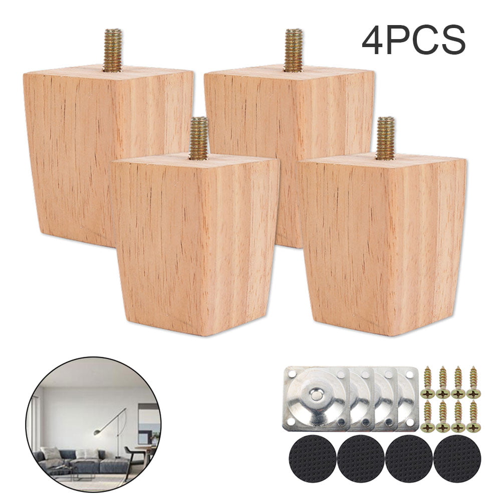 4x WOODEN TURNED FEET FURNITURE LEGS FOR SOFAS CHAIRS STOOLS CABINETS & BEDS M8 