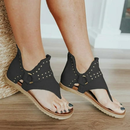 

Cathalem Lime Sandals Women Sandals Buckle Jean Nail Summer Women Zip Casual Shoes Flat Ladies Up Wedge Heel Sandals for Women Black 8