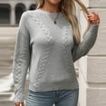 thumbnail image 2 of Ashirexll Winter Sweaters for Women, Pullover Sweaters for Women, Womens Minimalist Solid Color Round Neck Long Sleeve Pullover Knit Sweater, 2 of 7