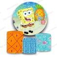 thumbnail image 2 of Fondo redondo para fiesta, fondo para cumpleaños de niño y niña de Bob Esponja, foto de casa de piña, cubierta de cilindro elástico, pancarta decorativa, accesorios, 2 of 4
