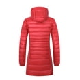 thumbnail image 2 of Fangasis Ladies Puffer Jacket Zip Up Down Jackets Mid Length Hooded Coat Women Casual Outwear Lightweight Outdoor Red A M, 2 of 3