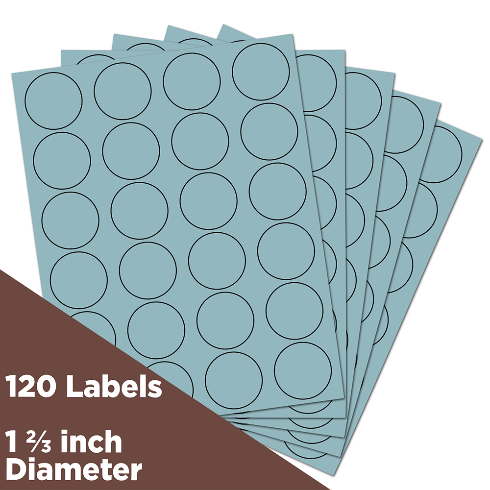 JAM Paper Circle Label Sticker Seals, 1 2/3 in, Baby Blue, 120 Labels per Pack