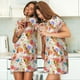 thumbnail image 4 of Easygdp Flowers And Birds Watercolor Camisón de manga corta para mujer, informal, estampado, 4 of 6