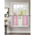 thumbnail image 2 of Sheer Curtains 45 Inch Length 2 Panels Set for Kitchen, Pink Gray Stripes Semi Sheer Curtains for Windows, Chic Modern Abstract Vertical Lines Voile Window Treatments Rod Pocket Curtain, 2 of 7