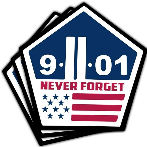 Never Forget Twin Towers 9/11 Sticker, 9/11 USA Flag Memorial Sticker, Patriotic Day Decal, Memorial Car Decals - Stickers for Laptop Water Bottle Phone Car Window Helmet 3" (4x4inch)