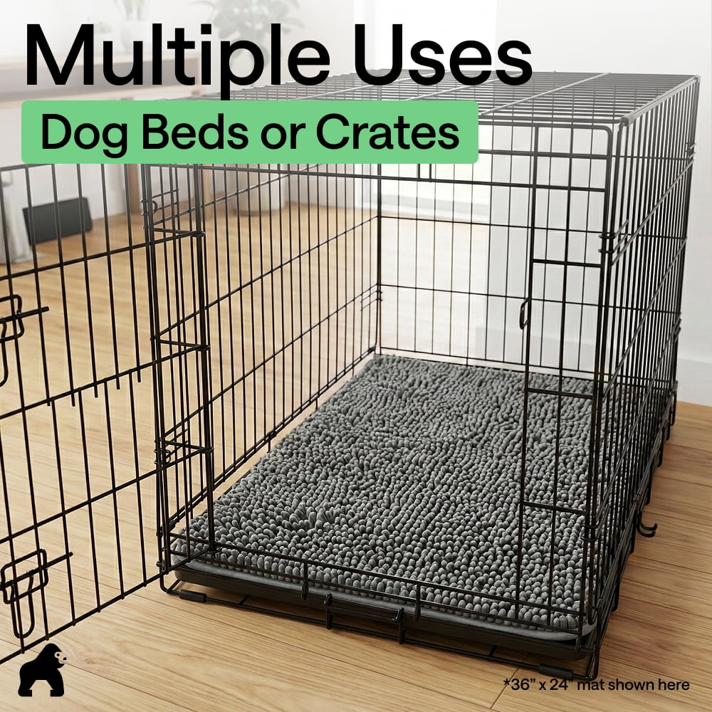 GORILLA GRIP Ultra Absorbent Grippy Doormat for Muddy Dog Paws, 36x24 Machine Washable Soakstopper Rugs Cleaner Floors, Bed Mat for Dirty Dogs, Indoor Entrance Door Rug Pet Bed Mats Grey