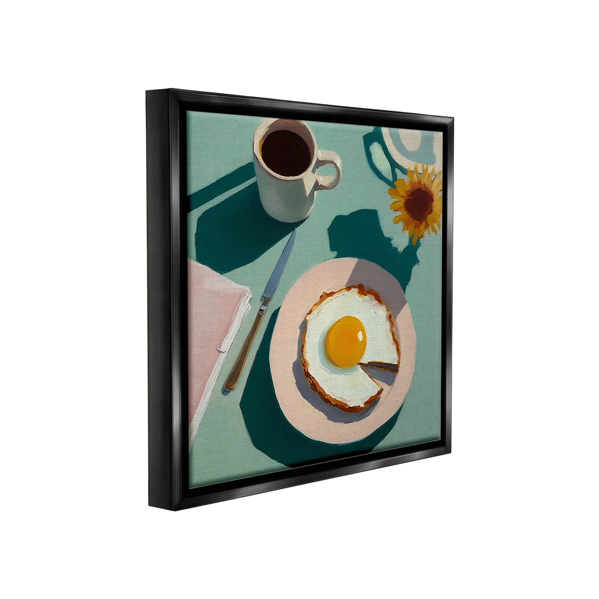 Stupell Industries Kitchen Brunch Meal Food & Beverage Painting Black Floater Framed Canvas Art Print Wall Art, 18 x 18