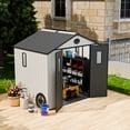 thumbnail image 3 of COOS BAY 8x6ft Outdoor Resin Garden Shed, Plastic Patio Storage Tool Shed with Lockable Door and Window, White/Gray, 3 of 10