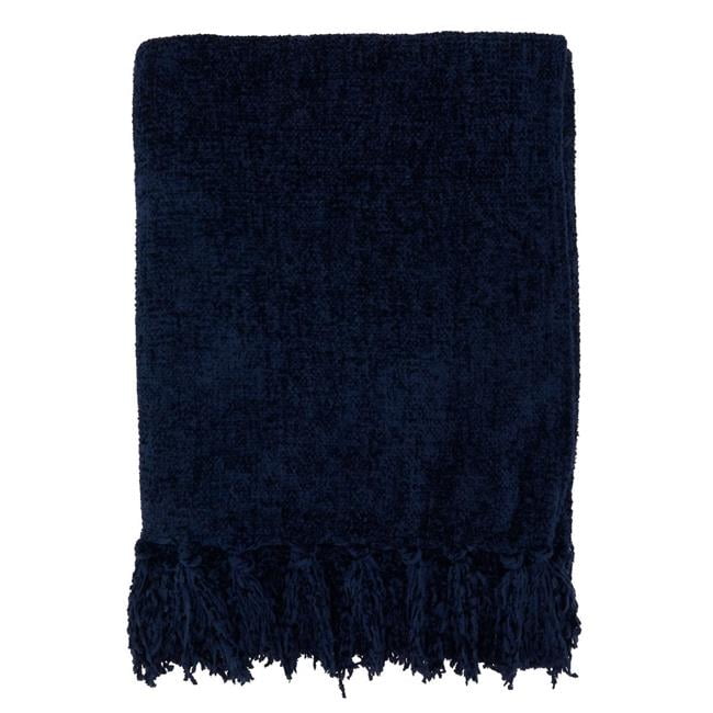 Saro Lifestyle TH110.NB5060 50 x 60 in. Oblong Navy Blue Chenille Throw