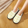 thumbnail image 5 of KLL Lemon Yellow Checkboard Slippers for Women Men House Slip on Indoor Outdoor Bedroom Furry Fleece Lined Ladies Comfy Anti-Skid Rubber Hard Sole-Large, 5 of 8