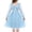 Blue, variant on Girls Tie Dress Puff Long Sleeve Formal Square Neck Party Tulle Dresses