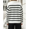thumbnail image 2 of Sweaters for Women V Neck Long Sleeve Striped Knit Pullover Sweaters Tops Winter Sweaters Alsol Lamesa, 2 of 6