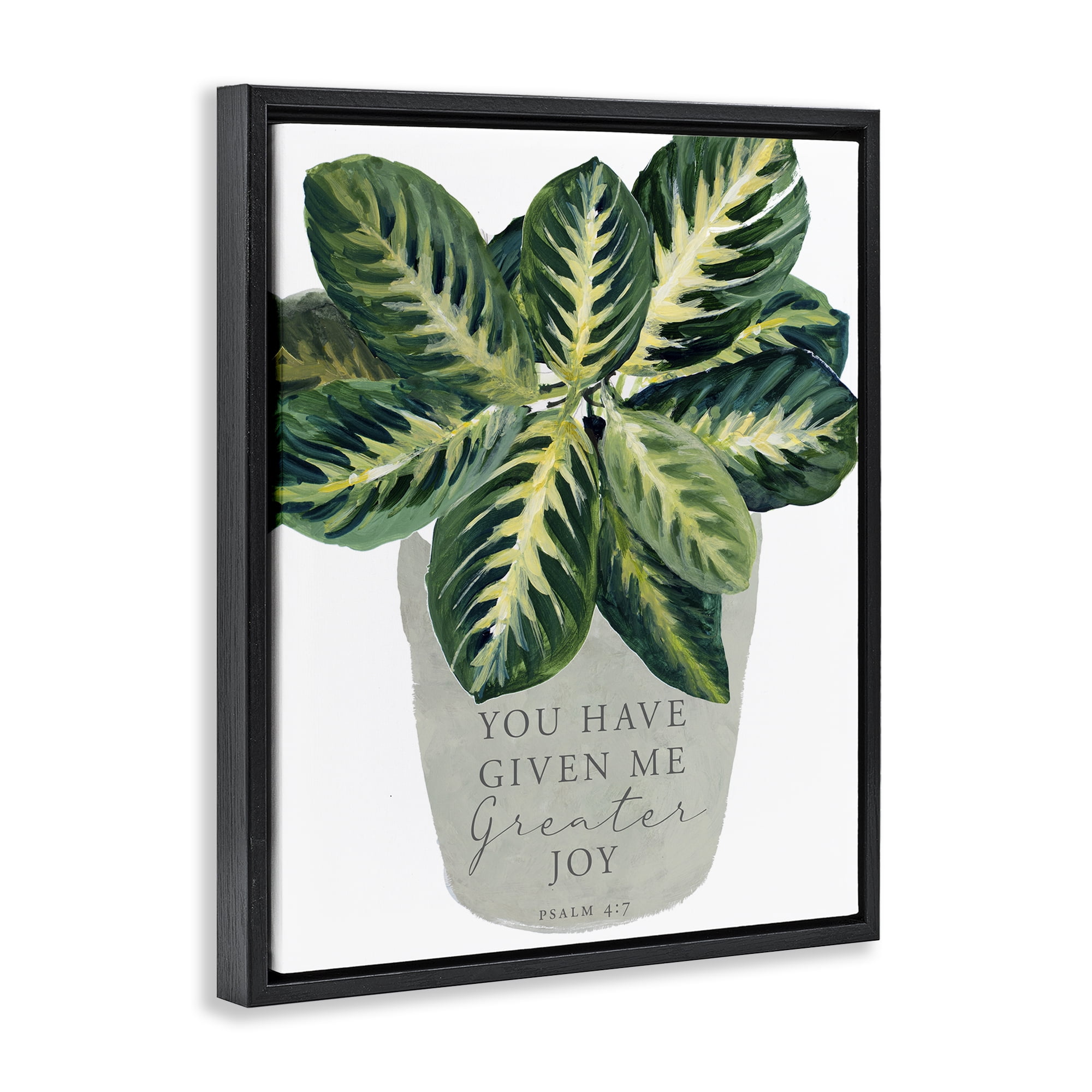 Stupell Industries Prayer & House Plant Black Framed Floater Canvas Wall Art, design by Lanie Loreth