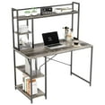 thumbnail image 1 of Nost & Host 47.2 Inch Home Office Study Desk with 2 Tier Shelves, Gray, 1 of 6