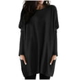 thumbnail image 2 of YEJIMAN Long Sleeve T-shirt, Black V Neck T Shirts For Women, Women's Round Neck Long Sleeve Tops Plus Size Shirts Lightweight Sweatshirts Loose Casual Tunic with Pockets Blouses, Big & Tall, 2 of 7