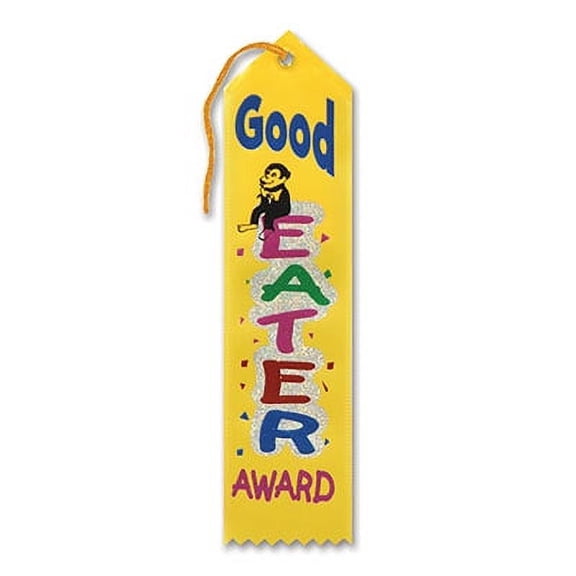 Pack of 6 Yellow "Good Eater Award" School Award Ribbon Bookmarks 8"