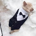 thumbnail image 3 of Meidiya Dog Shirt Puppy Pet Small Dog Striped Clothes,Elegant Stylish Suit Bow Tie Costume,Wedding Shirt Formal Tuxedo with Bow Tie,Dog Prince Wedding Bow Tie Suit, 3 of 8