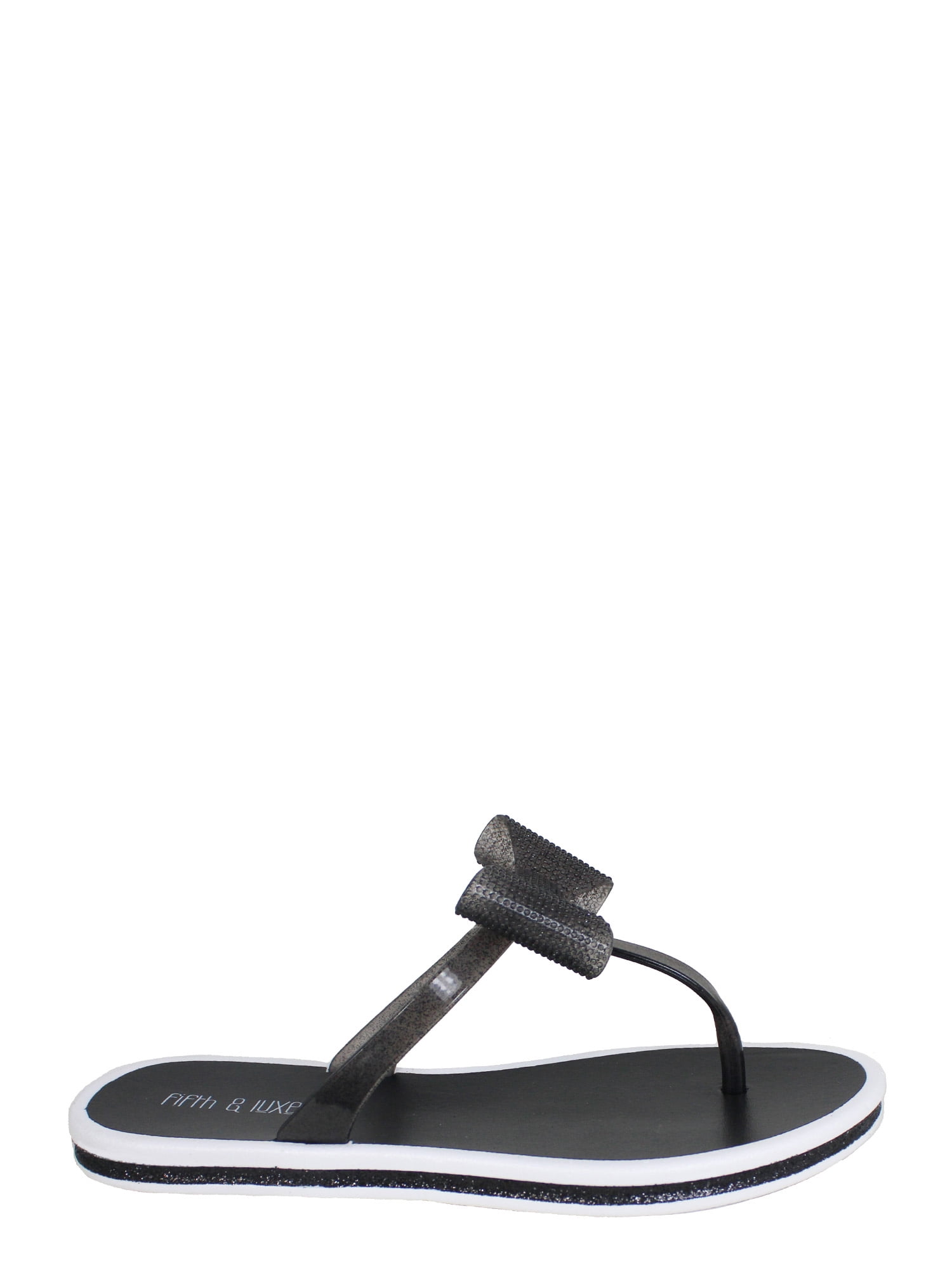 Fifth & Luxe Women’s Glitter Jelly Flat Flip Flop Sandals with Bow, Sizes 5/6-11