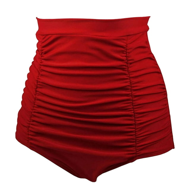 Parte inferior del traje de baño Yuarrent de cintura alta suave y cómoda Rojo