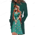 thumbnail image 5 of Vestido de manga larga con estampado de princesas de Disney para mujer, vestido con capucha y bolsillo de canguro, sudaderas con dibujos animados bonitos de otoño para mujer, 5 of 5