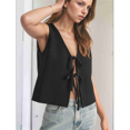 thumbnail image 4 of Gilet Sans Manches d'Été pour Femmes en Crochet avec Nœud devant Noir TG, 4 of 10