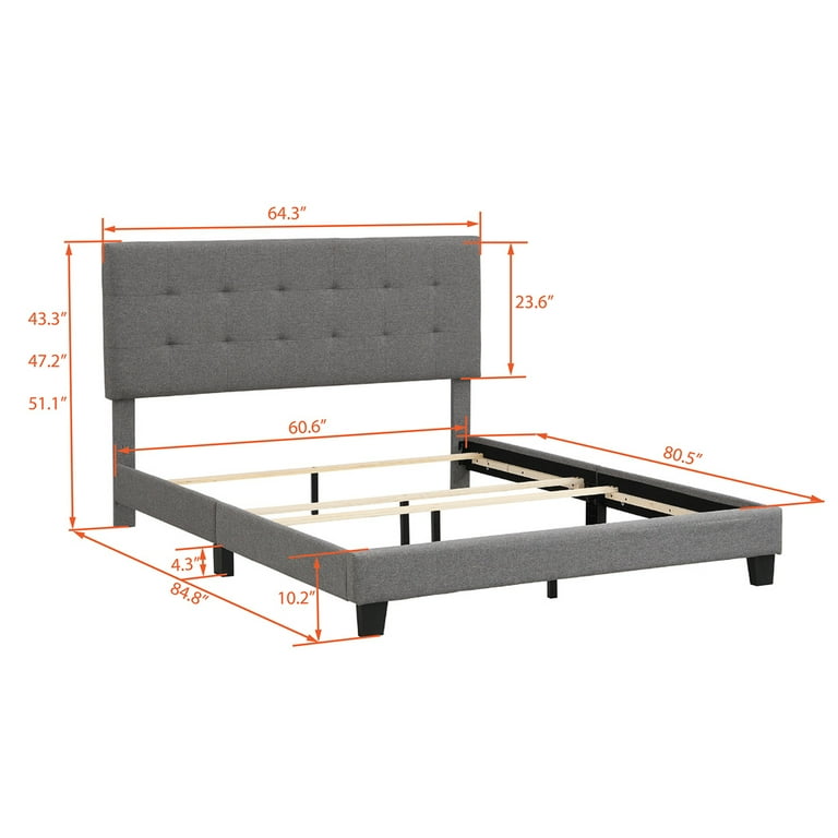 Clearance Queen Platform Bed Frame with Headboard Heavy Duty Fabric Upholstered Bed Frame Mattress Foundation with Wood Slat Support for Adults Teens
