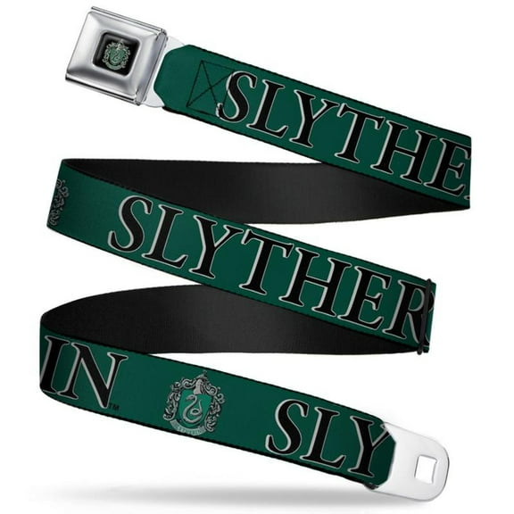 The Wizarding World of Harry Potter Belt, Seatbelt Buckle Belt, Harry Potter Slytherin Crest Green Black, 34 to 52 Inches